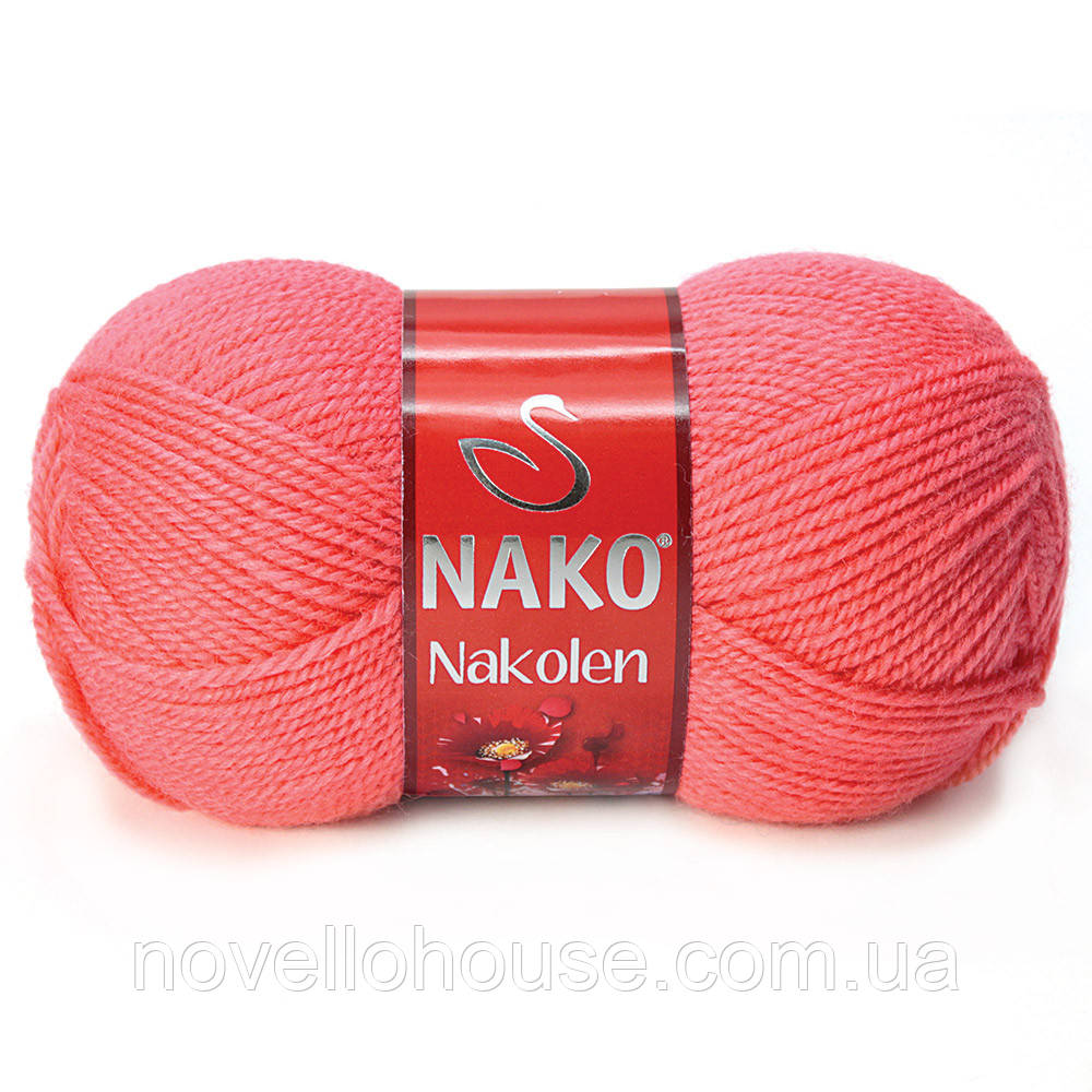Nako NAKOLEN (Наколен) № 11200 кораловий (Вовняна пряжа з акрилом, нитки для в'язання)