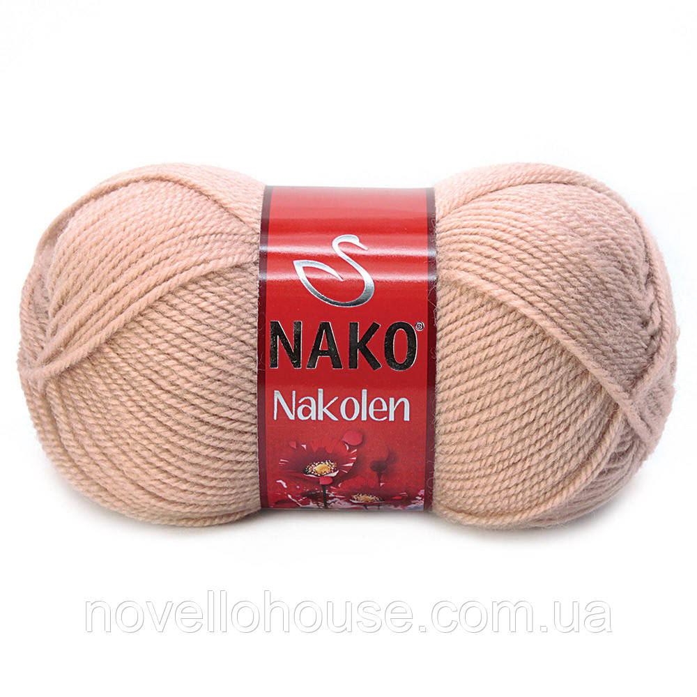 Nako NAKOLEN (Наколен) № 10390 рожево-бежевий (Вовняна пряжа з акрилом, нитки для в'язання)