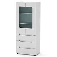 Шкаф книжный МС-21 МДФ Компанит со стеклянными дверями и выдвижными ящиками в офис/гостиную для книг