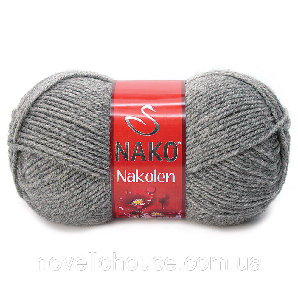 Nako NAKOLEN (Наколен) № 194 сірий (Вовняна пряжа з акрилом, нитки для в'язання)