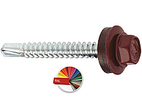 Саморез для профнастила 5.5х25 окрашенный в цвет RAL 8017 (шоколадно-коричневый) по металлу Wkret-Met, 250 шт.
