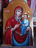 Тихвинська ікона Божої Матері, писана храмова 80*60 см, фото 3