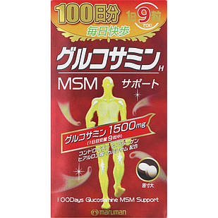 Maruman глюкозамін 1500 мг + хондроїтин, рибний колаген, MSM, вітаміни, 900 капсул на 100 днів