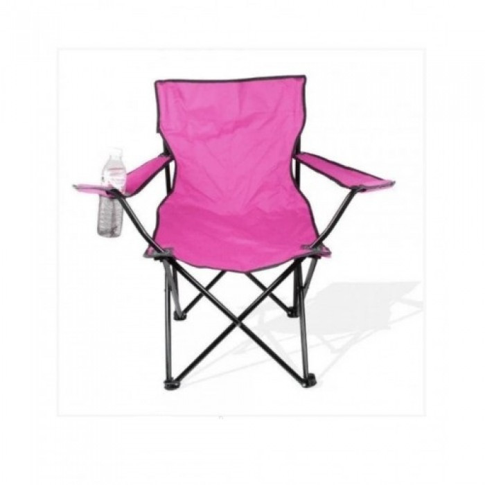 Стілець розкладний зі спинкою Camping quad chair HX 001 з підсклянником Рожевий