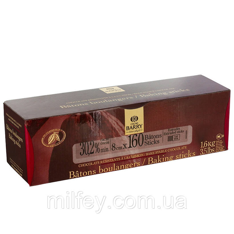 Термостабільні шоколадні палички, Молочний шоколад 30.2%, Callebaut, 1.6 кг
