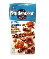 Шоколад молочный Studentska Pecet с соленой карамелью, изюмом и арахисом 170 г Чехия