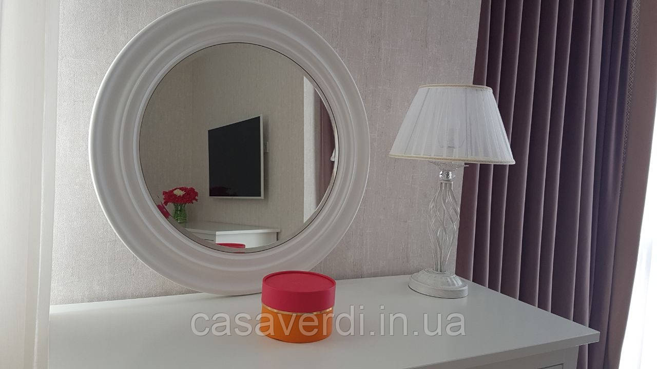 Кругле інтер'єрне настінне дзеркало Casa Verdi Rondo 75см. З Рамою МДФ, розмір дзеркала 55 см срібло.
