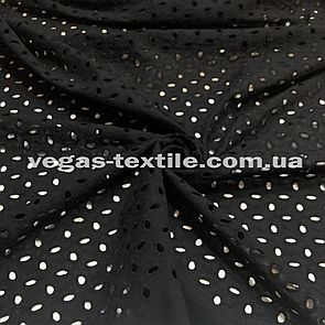 Тканина Батист вишивка (прошва) Чорний