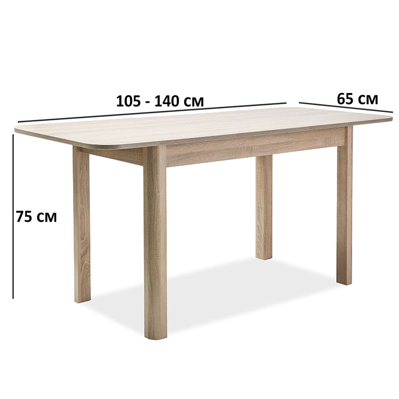 Кухонний стіл маленький Diego II 105-140х65см розсувний в скандинавському стилі дуб сонома, фото 1