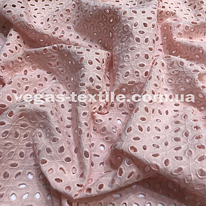 Тканина Батист вишивка (прошва) Світло-рожевий
