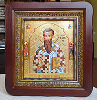 Икона Св.Василий Великий в фигурном киоте, размер 23*26, размер литографии 15*18, ассортимент именных