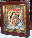 Ікона Пророка Іллі в темному дерев'яному кіоті під склом, розмір 26*23, сюжет 15*18., фото 2