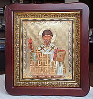 Икона Спиридона Триминфутского в фигурном киоте, размер 23*26, размер литографии 15*18, ассортимент