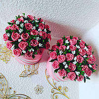 Букет із шоколадних троянд в капелюшній коробці