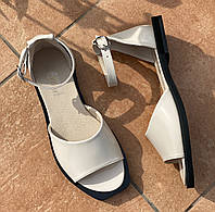 Босоножки женские лакированные сандалии на плоской подошве удобные классика бежевые 36 размер M.KraFVT 0540