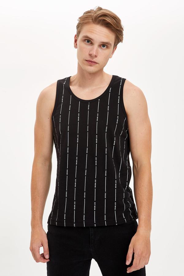 Чорна чоловіча майка Defacto/Дефакто з принтом Forward, keep moving