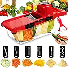 Овочерізка Mandoline Slicer 6 in 1 з контейнером / Слайсер-терка для шаткування овочів і фруктів ОПТ, фото 8