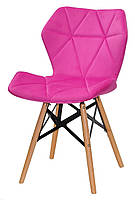 Мягкий стул со спинкой Greg XXL малина В-1023 бархат на деревянных буковых ножках, дизайн Charles Eames