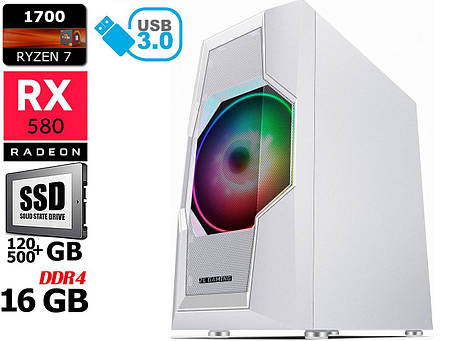 Комп'ютер 2E Gaming Turbo (G2057W) RGB / AMD Ryzen 7-1700 (8 (16) ядер по 3.0 — 3.7GHz) / 16 GB DDR4 / 120 GB, фото 1