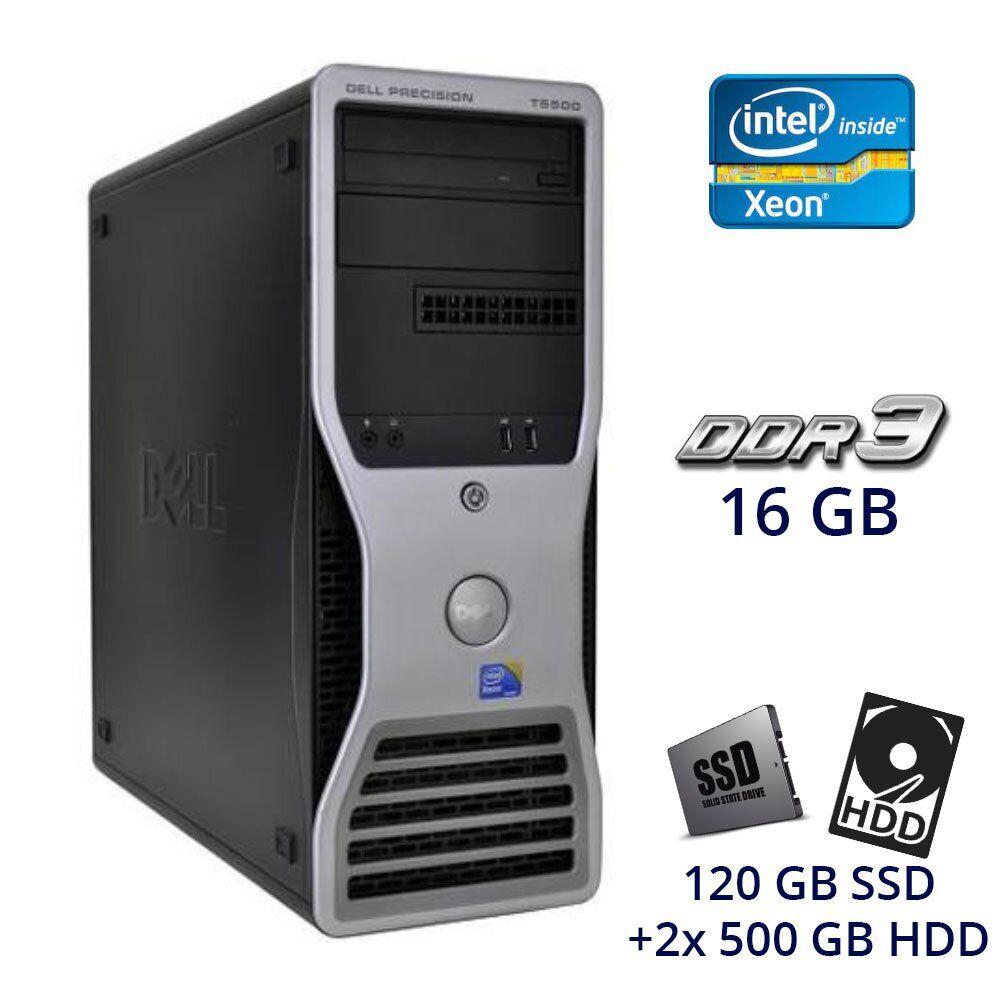 Робоча станція Dell Precision T5500 Tower / 2x Intel Xeon X5677 (4 (8) ядра по 3.46 — 3.73 GHz) / 16 GB DDR3
