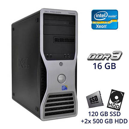 Робоча станція Dell Precision T5500 Tower / 2x Intel Xeon X5677 (4 (8) ядра по 3.46 — 3.73 GHz) / 16 GB DDR3, фото 1