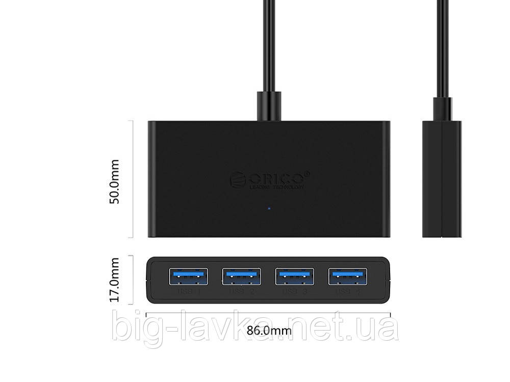 Хаб ORICO G11-H4-U3 з підтримкою USB 3.0, OTG, додаткового живлення