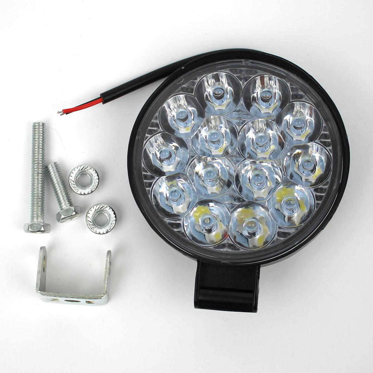 Фара LED круглая 42W 6000K (14 диодов) (8.5см х 8.5см х 1.5см) Mini