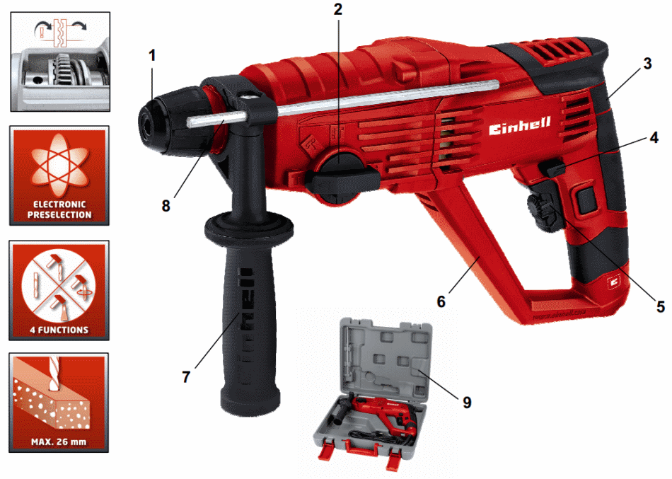 Перфоратор Einhell TH-RH 800 E - фото 2 - id-p1448580216