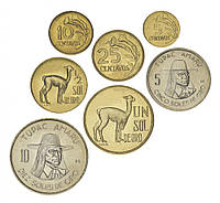 Перу набор из 7 монет 1969-1974 VF-AU 5, 10, 25, 50 сентово, 1, 5, 10 солей