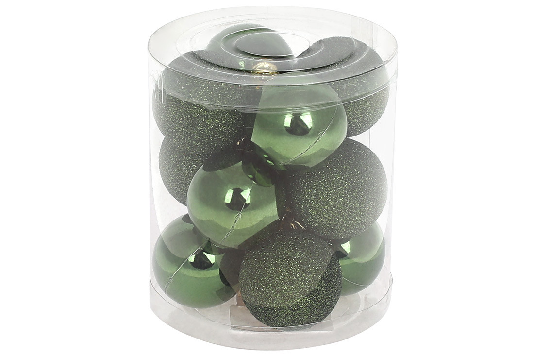 Набір ялинкових куль - зелена хвоя, 4см, 12 шт, фото 1