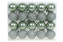 Набір ялинкових куль - зелений шавлія, 3см, 20 шт