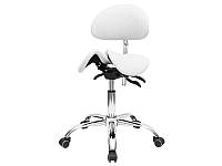 Ортопедичний стілець-сідло для майстра з розділеним сидінням Білий з 3-ма регулюючими механізмами мод. 4008-1