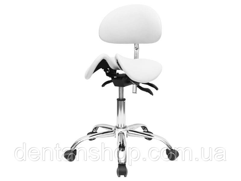 Ортопедичний стілець-сідло для майстра з розділеним сидінням Білий з 3-ма регулюючими механізмами мод. 4008-1
