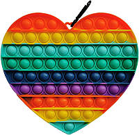 Сенсорна іграшка Pop It Fidget Rainbow антистрес Великий розмір XXL 20см, поп іт Серце Веселка