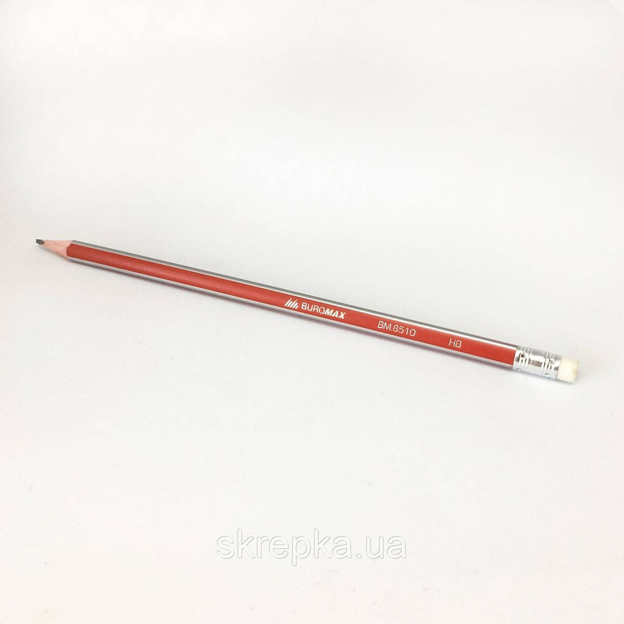 Олівець графітовий SILVER НВ з гумкою тригранний асорті Buromax