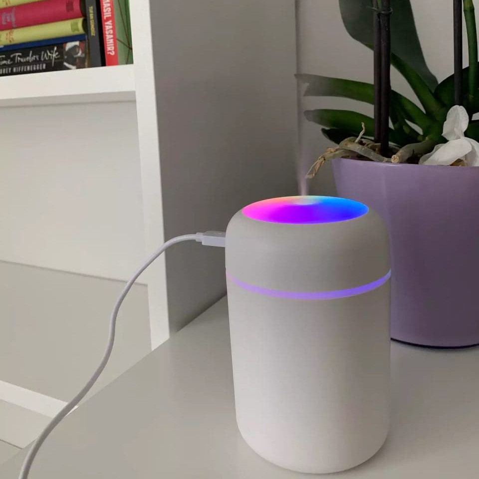 Зволожувач повітря міні Adna Humidifier DQ107 дифузор компактний,мийка повітря з підсвічуванням веселкою. Білий, фото 1