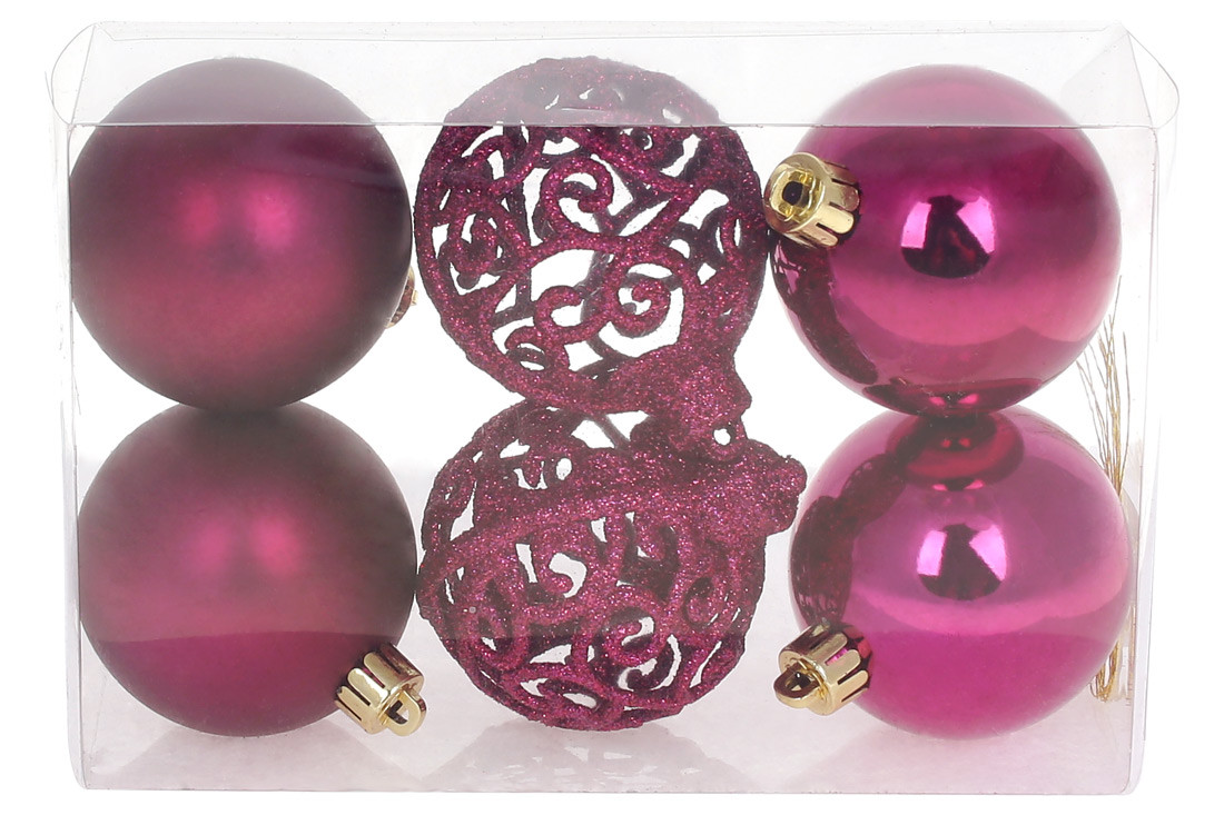 Набір ялинкових кульок 6 см - магнолія, 6 шт, фото 1