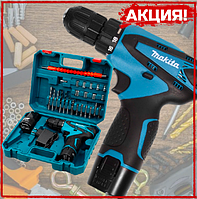 Шуроповерт Makita с набором инструментов DF330DWE 12V 2.A/h Аккумуляторный шуруповерт Макита