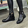 Черевики шкіряні на низькому ходу, декоровані ремінцем, колір чорний, фото 4