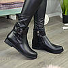 Черевики шкіряні на низькому ходу, декоровані ремінцем, колір чорний, фото 5