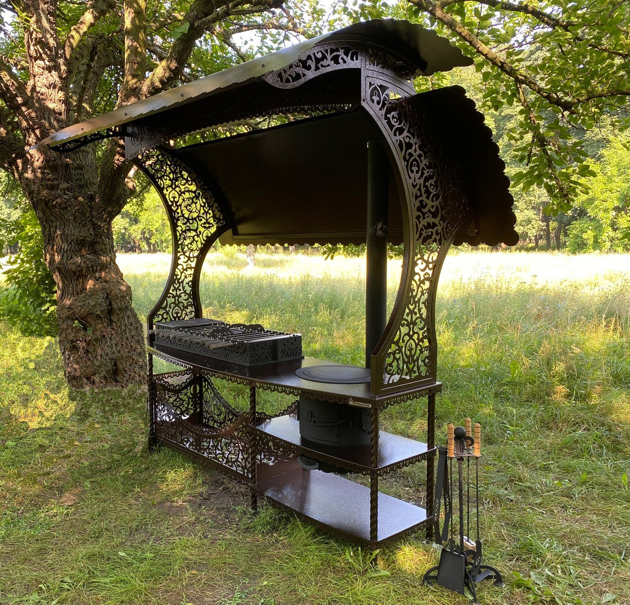 Преміум мангал з дахом і пічкою під казан "Аладдін"  від виробника