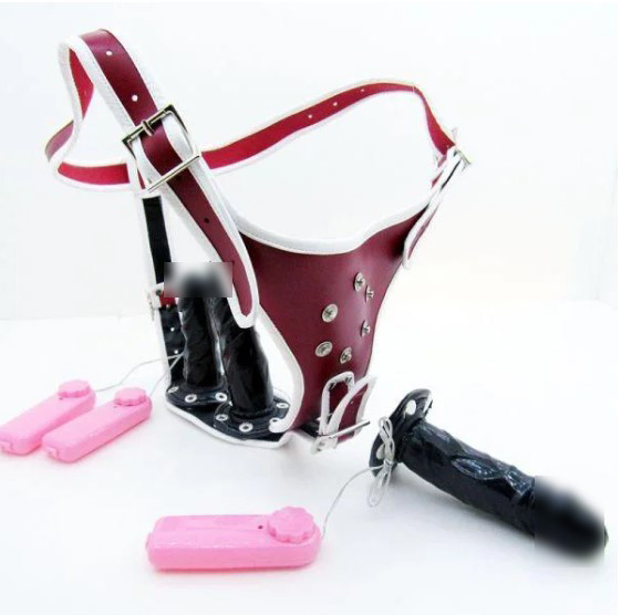 Leather vibrance Silicone dildos Three Removable Red   | Puls69, фото 1