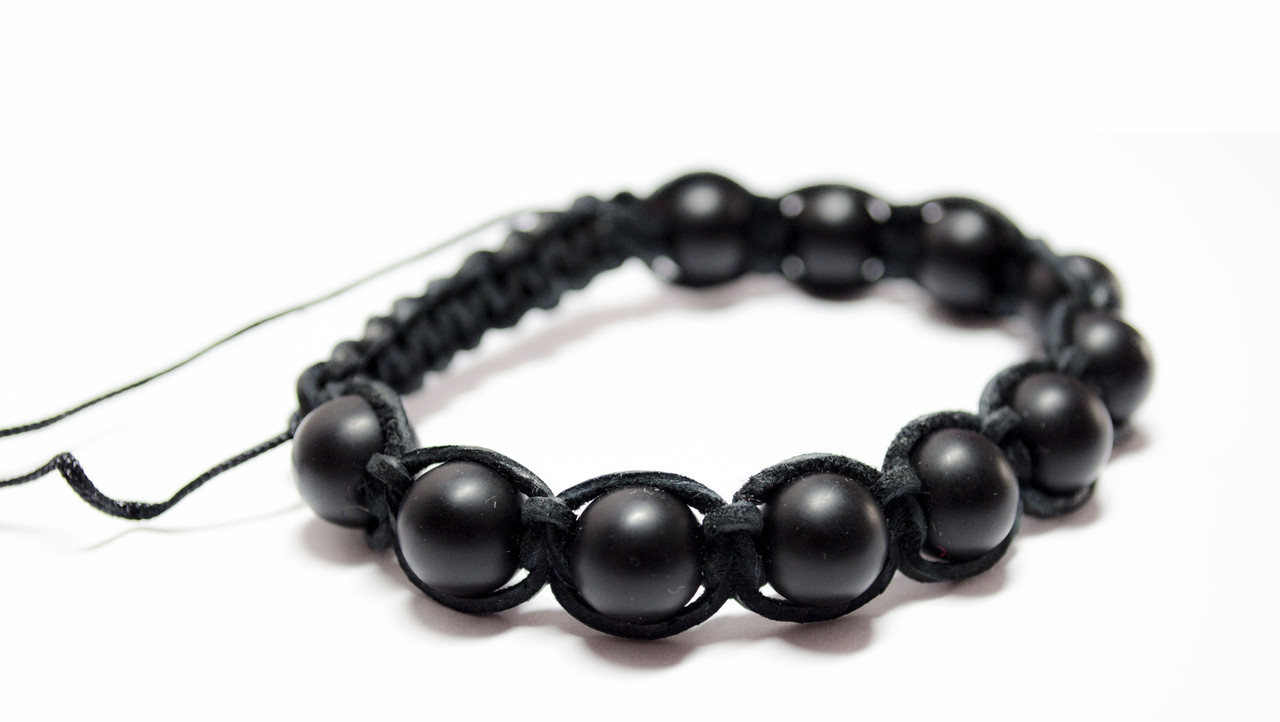 Браслет із шунгіту shamballa шкіряний