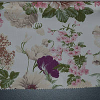 Ткань для декоративных подушек с рисунком цветы в стиле прованс Катания (Katania) бежевого, фиолетового,