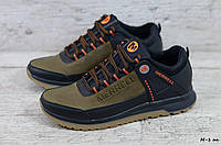 Merrell мужские демисезонные оливковые кроссовки на шнурках.Весенние мужские кожаные кроссы