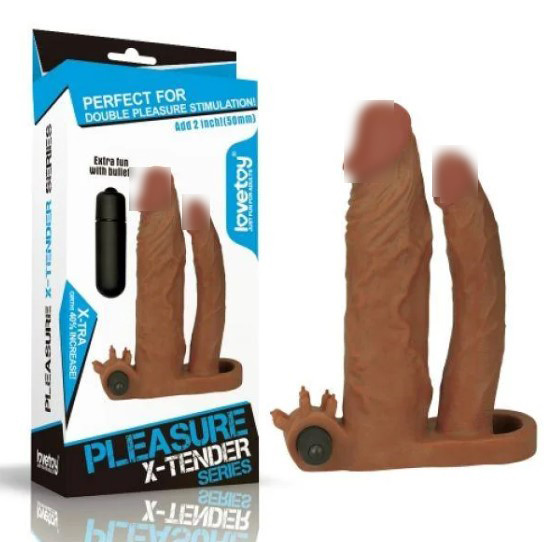 Pleasure X Tender Vibrating Double Penis Sleeve | Puls69, фото 1