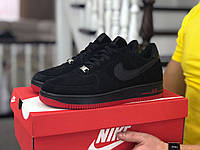 Nike Air мужские демисезонные черные кроссовки на шнурках. Весенние мужские замшевые кроссы