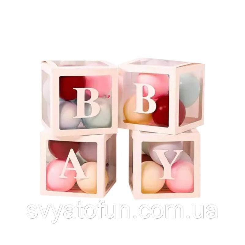 Напис для коробок Baby рожева 10*10см