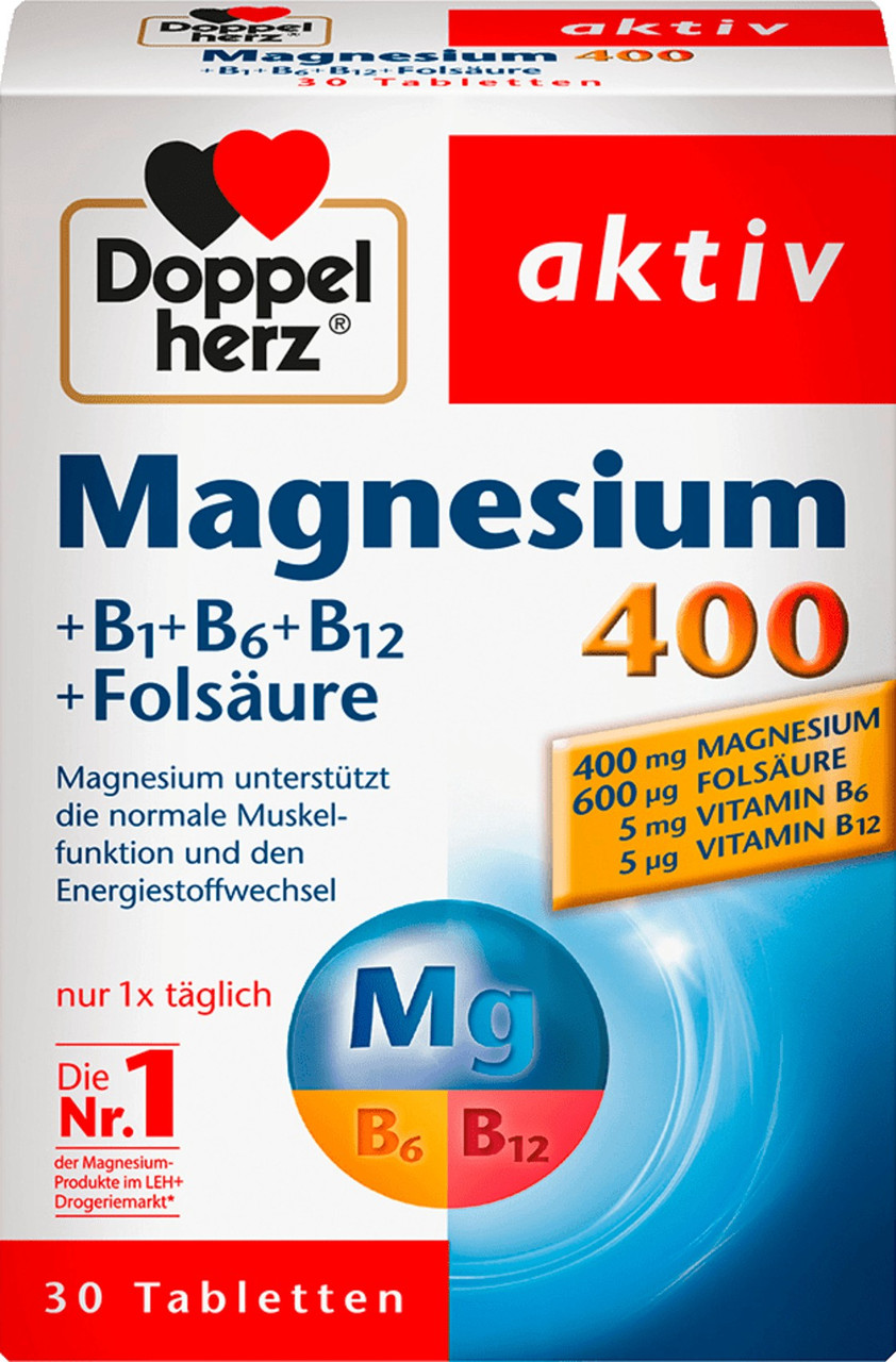 Таблетки магния 400 мг Doppelherz 30 шт., 38,1 г. (Германия), цена 195. ...