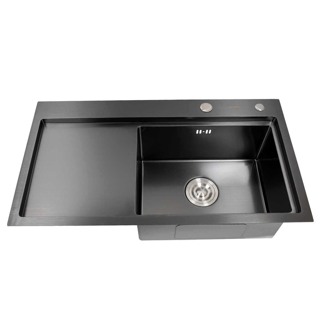 Кухонна мийка Platinum Handmade PVD 7843 220 R чорна з кошиком і дозатором 3.0/0.8, фото 1